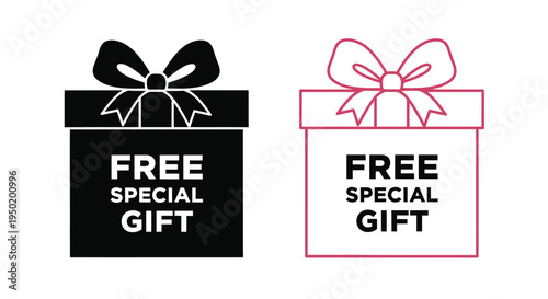 Two gift boxes with bows and free text a striking silhouette