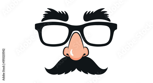 Cartoon illustration of a man's face with glasses and mustache on a white background.