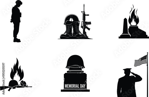 Memorial day tribute with patriotic symbols and fallen heroes