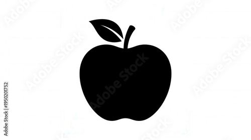 Minimalist Black and White Apple Silhouette Illustration for Healthy Eating Themes