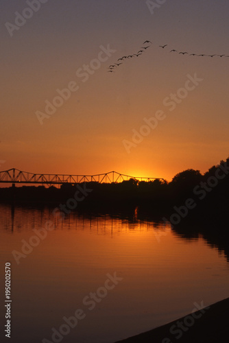 sunset over the river