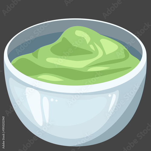 Bowl of creamy avocado dip guacamole on  dark background