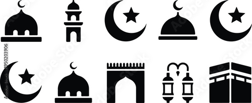 Colorful set of people icons inspired by global architecture and cultural landmarks in a clean vector illustration style