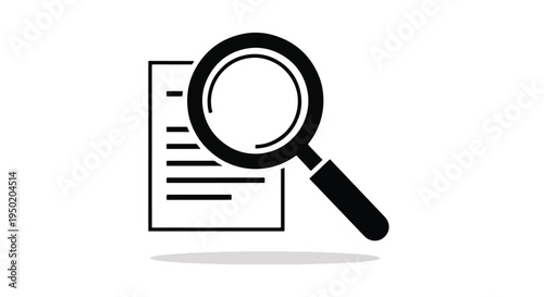 Magnifying glass on document icon.