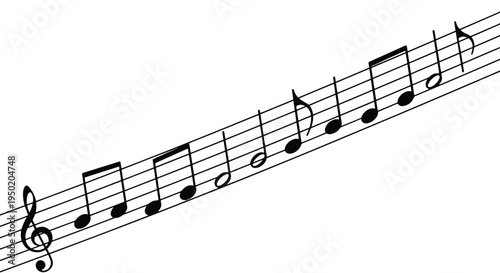 A diagonal line of musical notes.