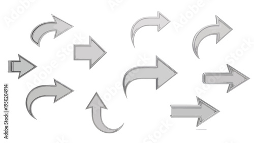 A collection of gray directional arrows.