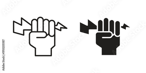 Hand with Power icon symbol vector elements for infographic web. EPS10