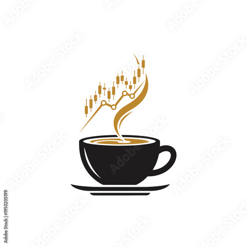 Coffee Cup with Stock Market Graph Steam, Business Growth Concept