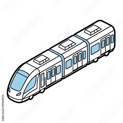 Modern Train with Multiple Cars Illustrated.