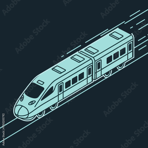 Modern Train Illustration on Dark Background.