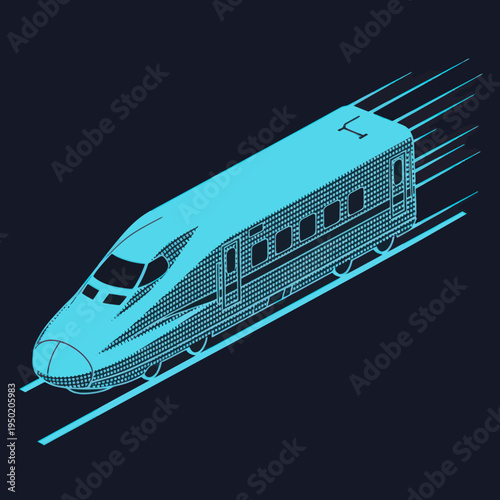 High Speed Train in Motion Illustration.