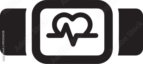 Vector icon of smartwatch with heart rate symbol