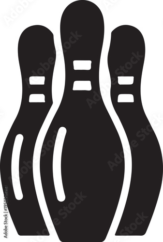 Set of 3 black bowling pins vector icons