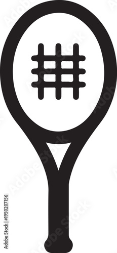 Black tennis racket icon vector