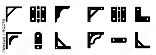 Hardware icons with brackets hinges minimal