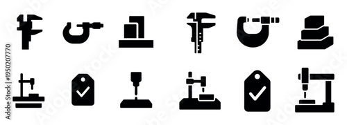 Workshop icons with caliper wrench flat
