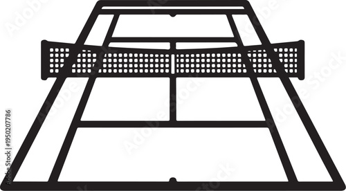 Vector tennis court icon with net
