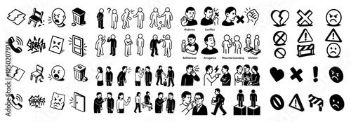 People icons with group speech faces minimal