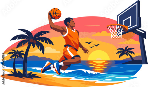tropical beach vector illustration