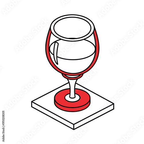 Wine Glass Illustration on White Background.