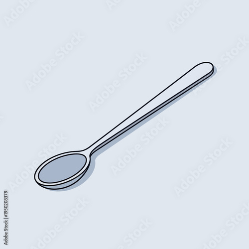 Silver Teaspoon Illustration with Simple Design.