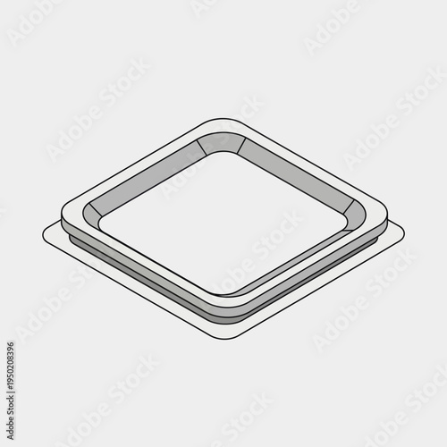 Square Dish with Rounded Edges Illustration.