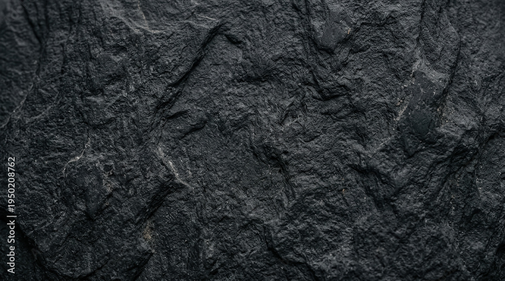 Naklejka premium Close-Up of Textured Dark Slate Stone Surface with Natural Cracks and Rough Details