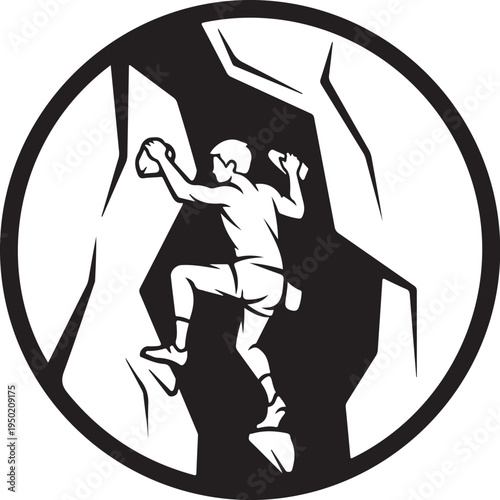 Vector illustration of a rock climber in a circle