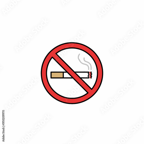 Free Download No smoking sign icon with cigarette on white background - GFXLoad