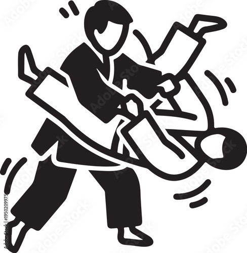 Martial arts vector illustration of man throwing another person