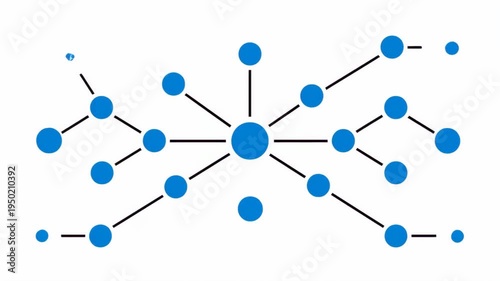 Blue dots are connecting on the white background. Vector animation for business, freelance