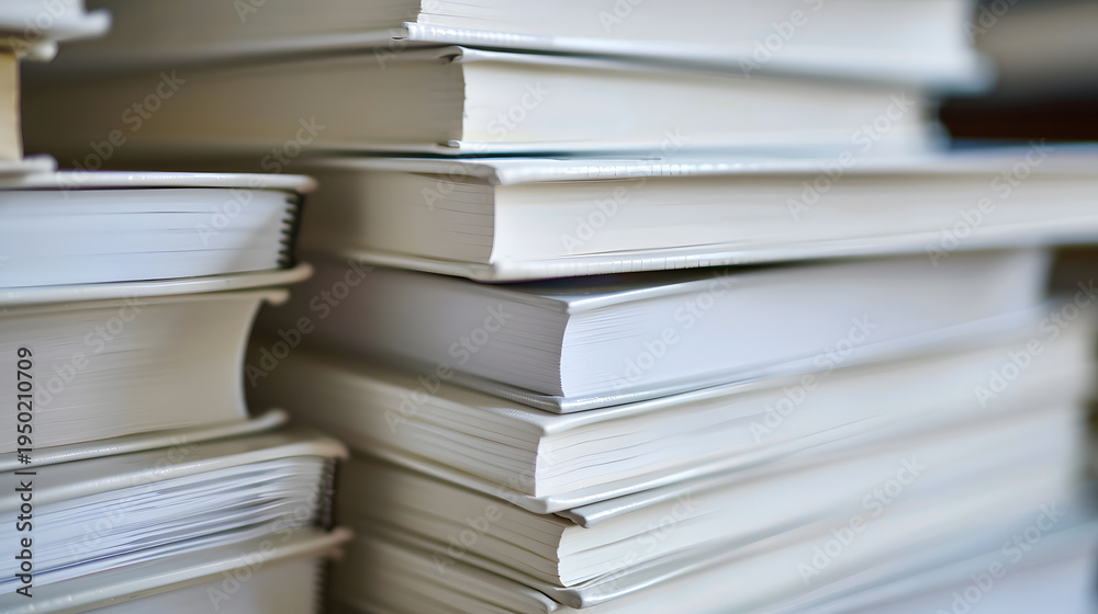 Fototapeta premium A stack of white books on a white background