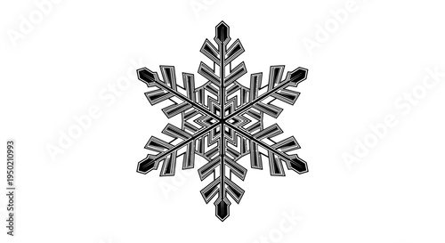 Intricate Snowflake Design Isolated on White Background.