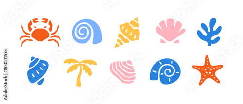 Set of marine tropical elements