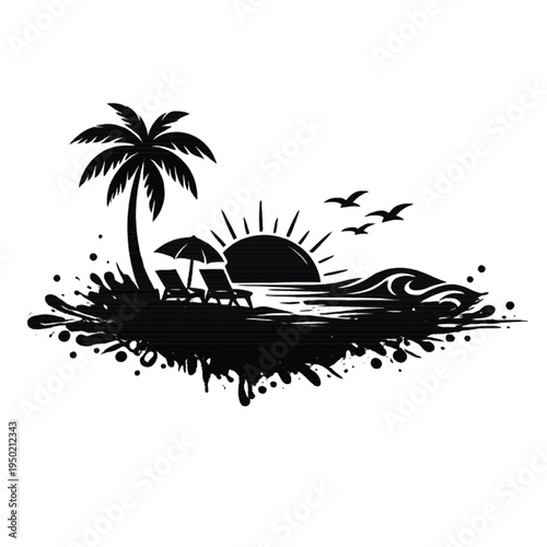 tropical island with palm trees