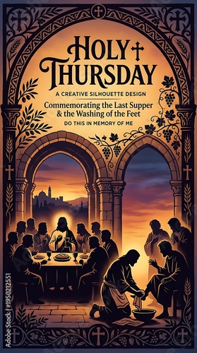 Holy thursday, a creative silhouette commemorating the last supper