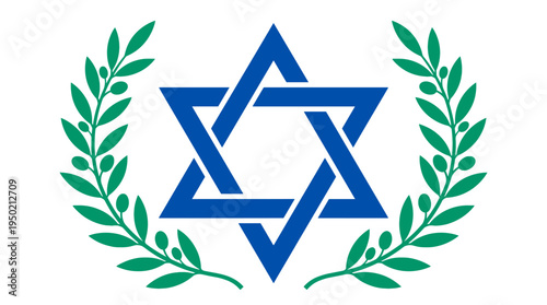The iconic Star of David symbol set against a backdrop of olive branches