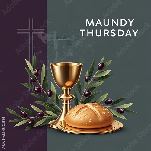 Maundy thursday celebration with bread and wine