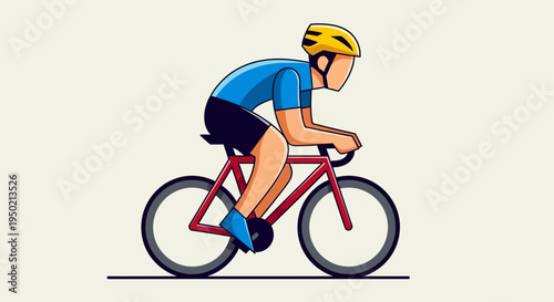 Man riding a bicycle wearing a helmet and cycling clothes.