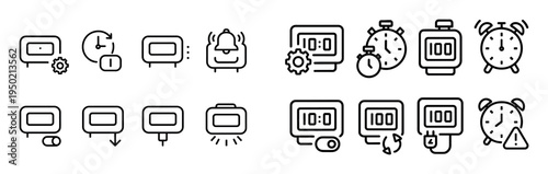 Time icons with clock screen alarm outline minimal