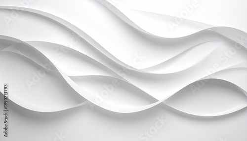 White paper waves flowing across a white surface, creating an elegant background for design