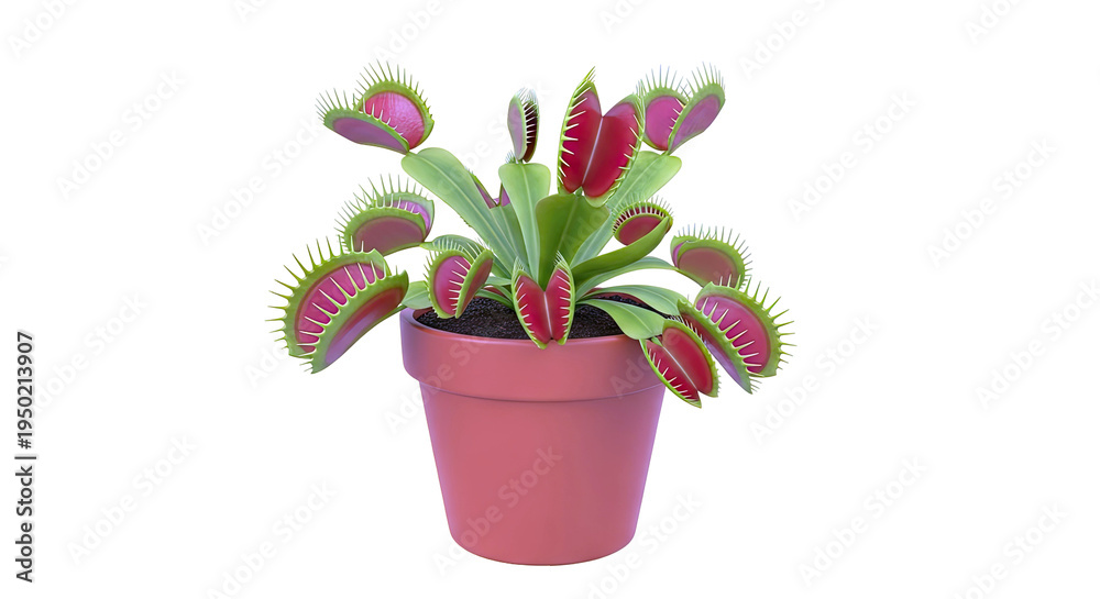 Fototapeta premium Dionaea muscipula Venus Flytrap Plant in Terracotta Pot