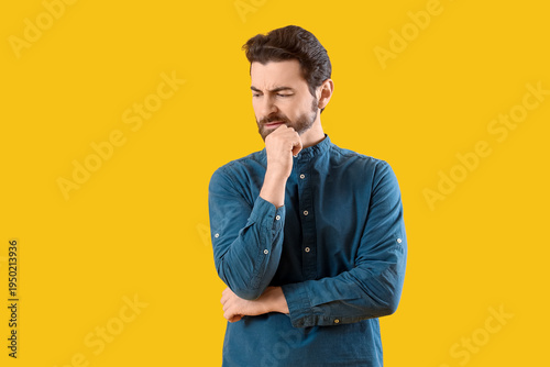 Portrait of worried man on ...