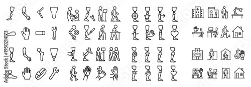 Medical icons with prosthetic limb and hand minimal