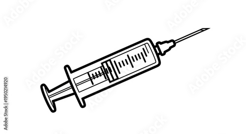 Medical syringe with needle for injection illustration.