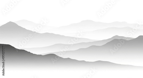 Misty Mountains Landscape in Black and White.