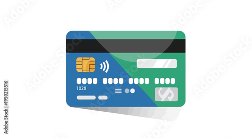 Modern Credit Card with Chip and Contactless Payment Symbol.