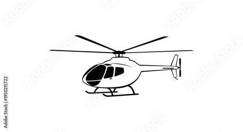 Modern Helicopter Aircraft Isolated on White Background.