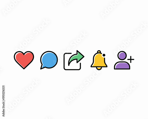 Colorful social media notification icons.
