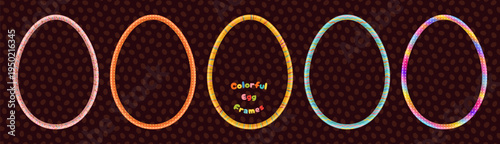 Cute vector Easter egg shaped frames, colorful borders for package design, marketing and spring backgrounds